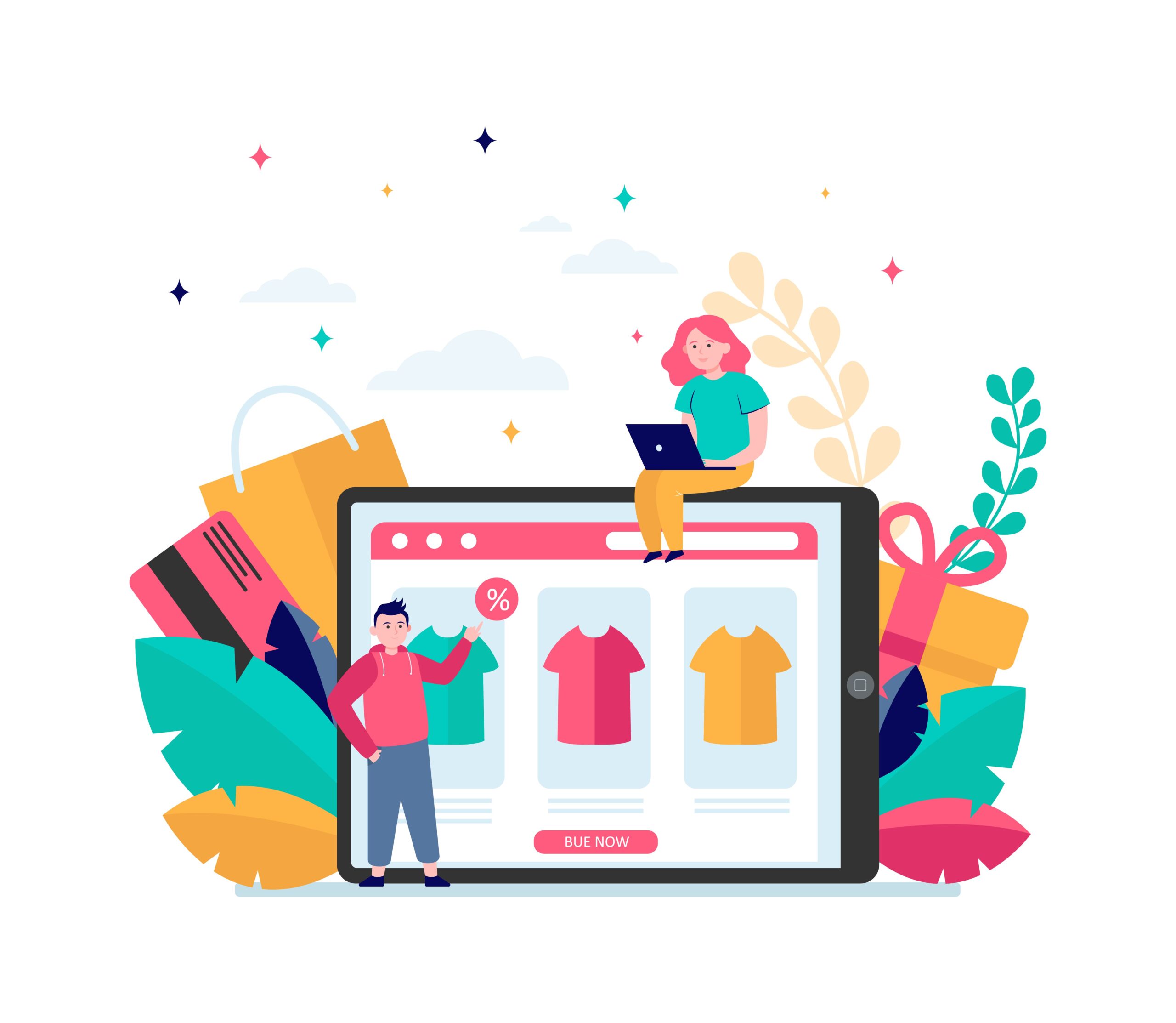 E-commerce website development in Ahmedabad showing Shopify online store with product listings and discount offers