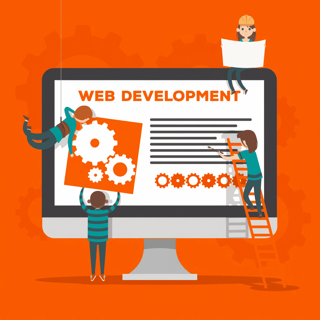 Website design and development services in Ahmedabad showing WordPress and Shopify web development process