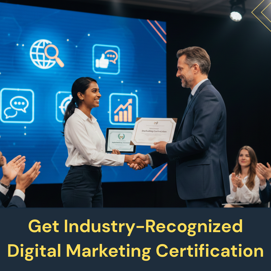 Digital marketing course in India certification award 2026.